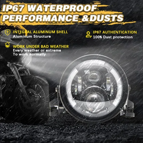 Miniatura 6 de SKTYANTS 7 "7 pulgadas redondo LED motocicleta faro montaje con 7 pulgadas vivienda cubo DRL luces de señal de giro para faros de motocicleta