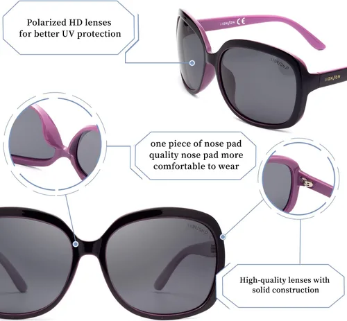 Miniatura 4 de LianSan Lsp301 lentes de sol extra grandes, polarizadas, para mujer
