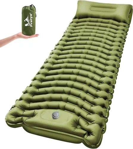 Miniatura 11 de Colchoneta de dormir para camping, colchón ultraligero con almohada, bomba de pie integrada, alfombrilla portátil inflable compacta para mochileros