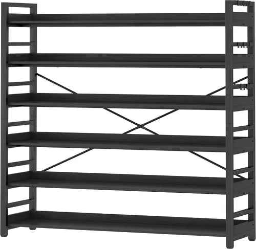 Miniatura 21 de HCHQHS - Estantería de 4 niveles, estantería industrial ajustable, estantería alta vertical, estanterías abiertas de madera y metal negro