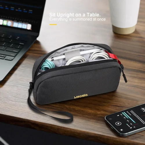 Miniatura 5 de Lacdo Organizador de artículos electrónicos, estuche de viaje, organizador de cables para artículos esenciales, resistente al agua, accesorios