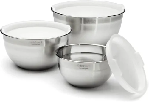 Cuisinart Juego de tazones para mezclar, acero inoxidable, 3 piezas, CTG-00-SMB