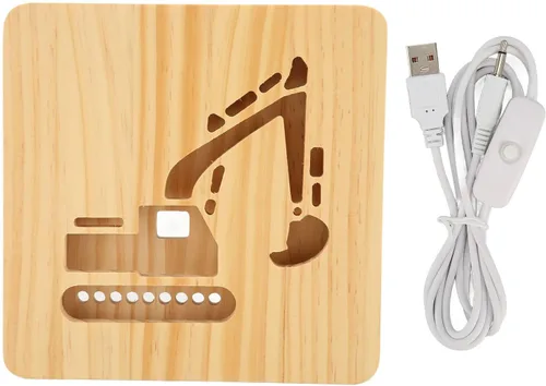 Pilipane Luz nocturna de ilusiones ópticas de 7 colores, lámpara 3D con forma de excavadora, cambia el cable USB táctil LED lámpara de mesa de