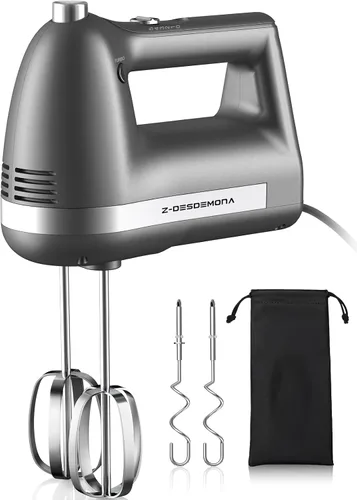 Miniatura 9 de Batidora de mano eléctrica, batidora de mano eléctrica portátil con batidor 304, gancho para masa, batidora de mano con turbo para hornear pasteles