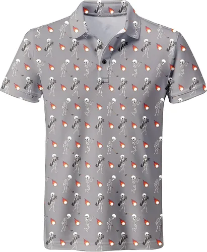 Miniatura 121 de Camisa de golf de los años 80 para hombre, ajuste seco, manga corta, estampada, divertidas, camisas de golf de los años 90 para hombre