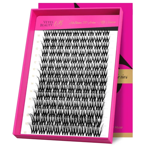 Miniatura 16 de VEYESBEAUTY Xtreme - Extensiones de pestañas individuales esponjosas, pestañas de volumen en capas 3D, banda delgada e invisible, pestañas de visón