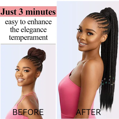 Miniatura 4 de PARAHAIR Extensiones de cabello sintético suave y natural para trenzar en caja de 18 pulgadas, 3.53 onzas, color negro natural, para mujeres y niñas