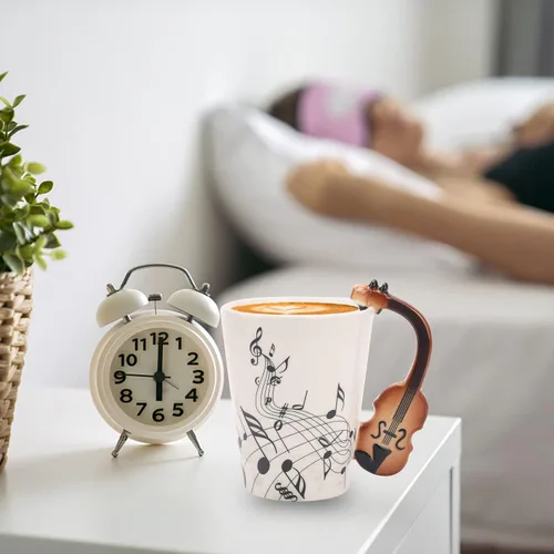 Miniatura 7 de Tazas de café con música de violín de 12.9 onzas, notas musicales, bebida, té, leche, taza de café, taza de música de cerámica, regalo para amigos