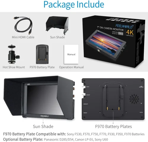 Miniatura 7 de FEELWORLD FW703 7 pulgadas DSLR en cámara monitor de campo 3G SDI 4K HDMI entrada salida salida video asistencia pico enfoque IPS Full HD 1920x1200