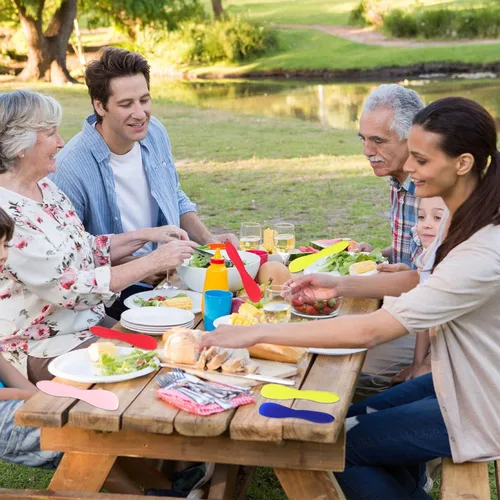 Miniatura 7 de Esparcidor de mantequilla de plástico, 10 cuchillos multiusos para mantequilla, cuchillos versátiles para glaseado de queso suave, 7 x 1.4 pulgadas