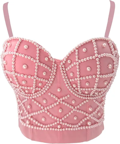 Miniatura 2 de ELLACCI Sexy Pearls Bustier Corsé Crop Top Club Party Cage Bra