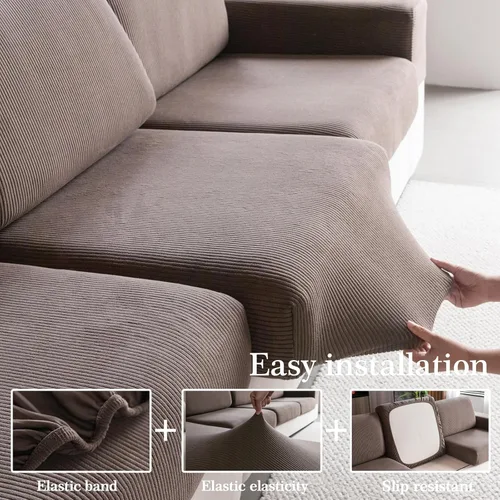 Miniatura 5 de OHSIO Fundas para Sofá Seccional, Fundas Elásticas para Sofá Resistentes al Desgaste, Fundas de Cojín Suaves y Lavables para Sofá, Protector