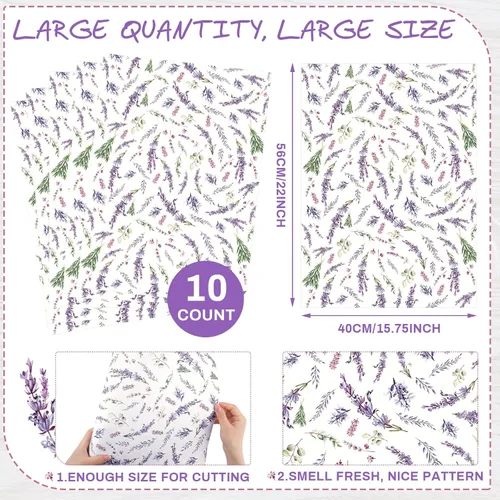 Miniatura 3 de BBTO 10 hojas de forros de cajones para tocador, revestimientos de papel perfumados no adhesivos para cajones, 15.8 x 22 pulgadas, para estantes