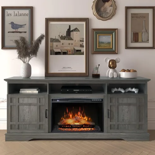 Miniatura 7 de Inserto de chimenea eléctrica de 26 pulgadas de ancho, 6 niveles de brillo, 5 velocidades de llama, 62-82 ℉, temporizador y control remoto, chimenea