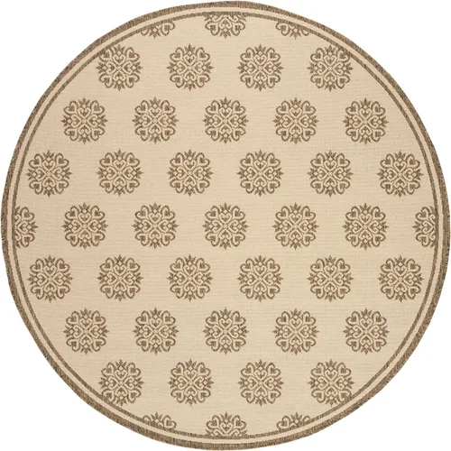 Miniatura 3 de SAFAVIEH Alfombra lavable al aire libre Linden Collection – 6'7" redonda, crema y beige, no desprende pelusa y fácil de limpiar, ideal para patio