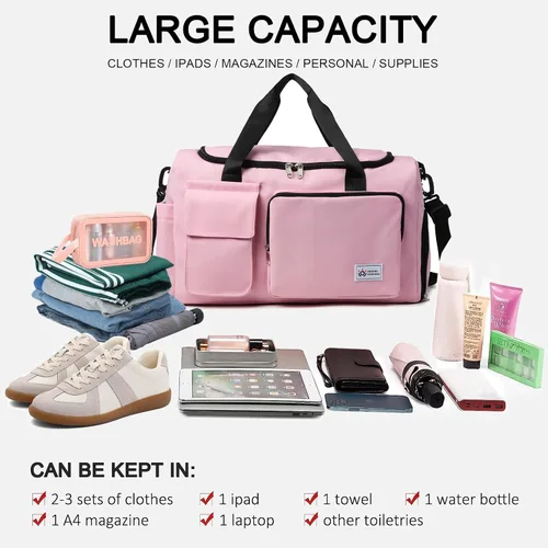 Miniatura 246 de Pequeña bolsa de gimnasio para mujer, bolsa de viaje con compartimento para zapatos