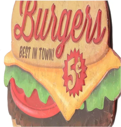 Miniatura 4 de Enjoy Our Burgers - Letrero de metal en relieve – Letrero vintage de hamburguesas para cocina o cueva de hombre, lo mejor de la ciudad