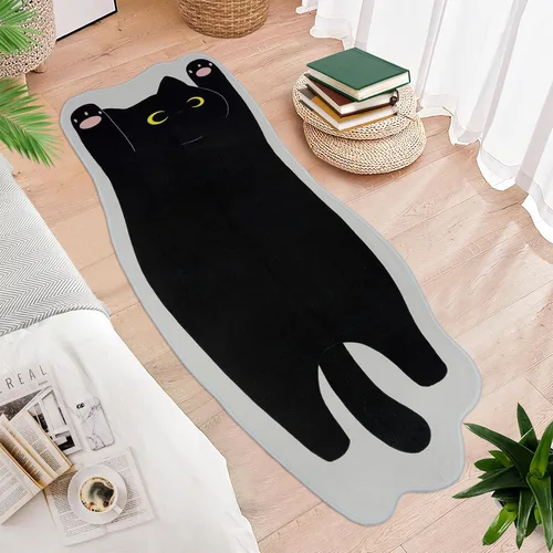 Tapete para gatos, bonita alfombra larga antideslizante para sofá, alfombras estiradas para dormitorio, entrada, sala de estar, cocina, color negro,