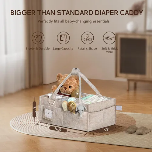 Miniatura 2 de GEMII Organizador de pañales – Organizador grande para bebés con asa para recién nacidos, artículos esenciales para niños o niñas (avena, grande)