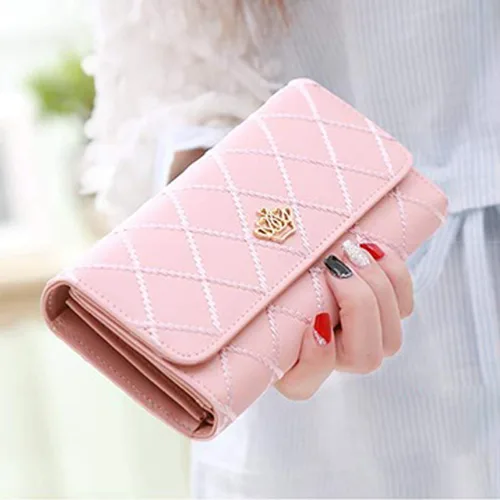 Miniatura 6 de NEWANIMA Billetera para mujer, para múltiples tarjetas, dos pliegues, de cremallera larga, cartera de mano, Estilo3-Rosa), NA