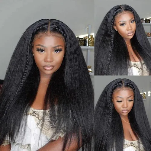 Miniatura 11 de Peluca negra Kinkycurly con borde 4C, cabello humano 4x4 HD encaje afro rizado cierre peluca para mujeres negras encaje precortado sin pegamento