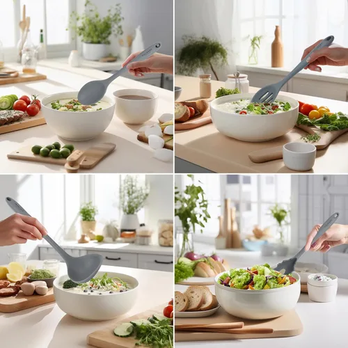 Miniatura 4 de Culinary Couture Juego de 6 Utensilios de Cocina de Silicona Gris, Juego de Utensilios de Cocina de Silicona Antiadherentes Resistentes al Calor