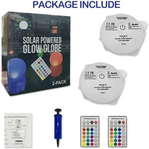 Miniatura 6 de Paquete de 2 bolas de luz flotante para piscina, 14 pulgadas inflables que cambian de color, bola de luz LED para piscina, globo brillante, luz LED