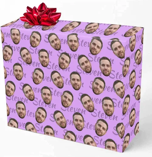 Miniatura 26 de M YESCUSTOM Papel de regalo con fotos personalizadas, papel de regalo para el Día de la Madre, Día del Padre, cumpleaños, Navidad