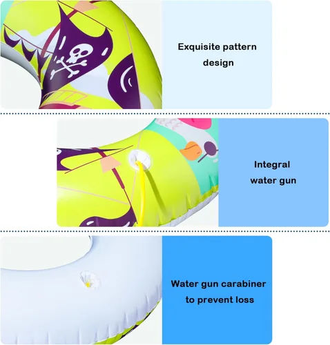 Miniatura 5 de FindUWill Flotadores de piscina con pistolas de agua para niños, tubos inflables de natación para piscina con pelota de playa, flotadores de piscina
