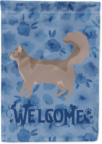 Miniatura 68 de Caroline's Treasures CK4813CHF - Bandera de bienvenida con gato abisinio azul, manga grande, para porche, para colgar en la pared, poliéster
