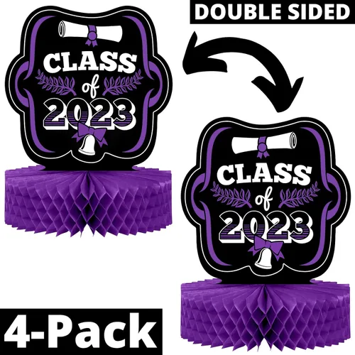 Miniatura 2 de Centros de mesa de graduación para mesas 2023 – 4 centros de mesa de graduación – Centros de mesa de graduación de doble cara de 12 pulgadas 2023