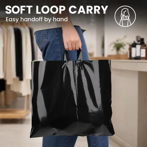 Miniatura 6 de Bolsas de compras de plástico grandes de 19 x 15 pulgadas con asas, bolsas de compras extra grandes para boutique de pequeñas empresas, tiendas