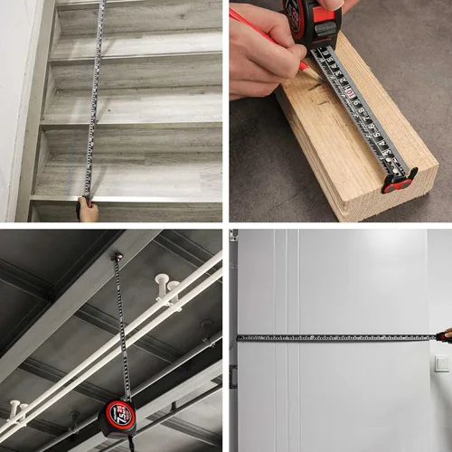 Miniatura 7 de HAUTMEC Cinta métrica de 25 pies con gancho magnético y doble bloqueo, cinta métrica de hoja de acero de alto carbono con escalas métricas