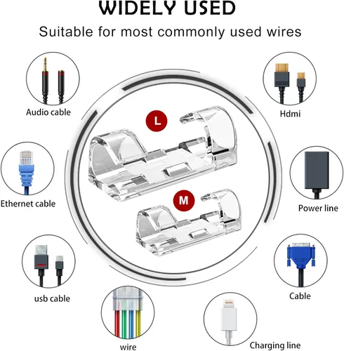 Miniatura 2 de Soporte de alambre autoadhesivo (40 unidades), clips adhesivos para cables, clips de cable, soportes de cables, clips de organización de cables