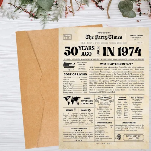 Miniatura 3 de Divertida tarjeta de cumpleaños número 50, tarjeta de cumpleaños de 1974 para novio, tarjeta de feliz cumpleaños 50 para mujeres y hombres, tarjeta