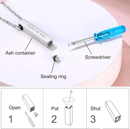 Miniatura 78 de FindChic Collares personalizados con urna para cenizas, barra vertical, gato, luna, reloj de arena, garra de perro, acero inoxidable, chapado en oro