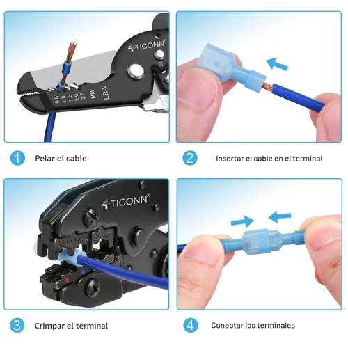 Miniatura 2 de TICONN Kit de conectores de desconexión rápida de pala de nailon, terminales aislados eléctricos, kit surtido de terminales de crimpado de alambre