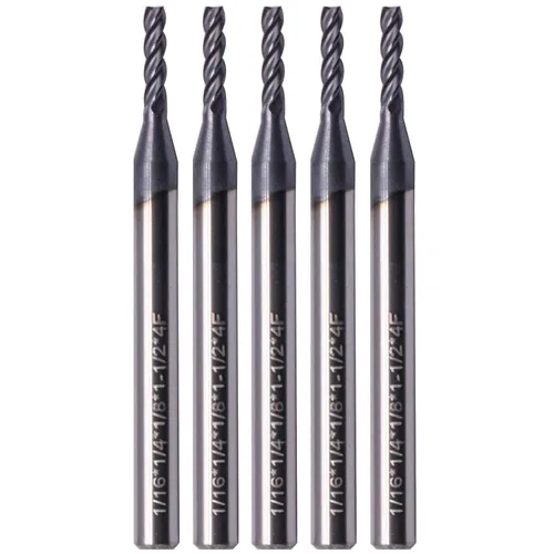 Miniatura 18 de BestParts 5 fresas cuadradas de carburo sólido de alto rendimiento, revestimiento AlTiN, 4 flautas, hélice de 30 grados, diámetro de corte de 1/2