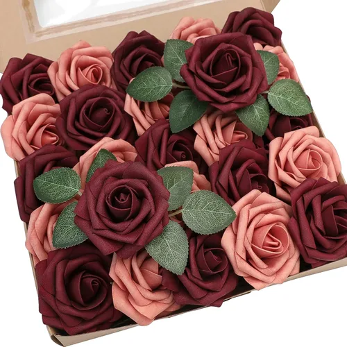Miniatura 10 de Floroom Flores artificiales de espuma, aspecto real, con tallos, para manualidades, ramos de boda, centros de mesa, despedida de soltera, fiesta, 25