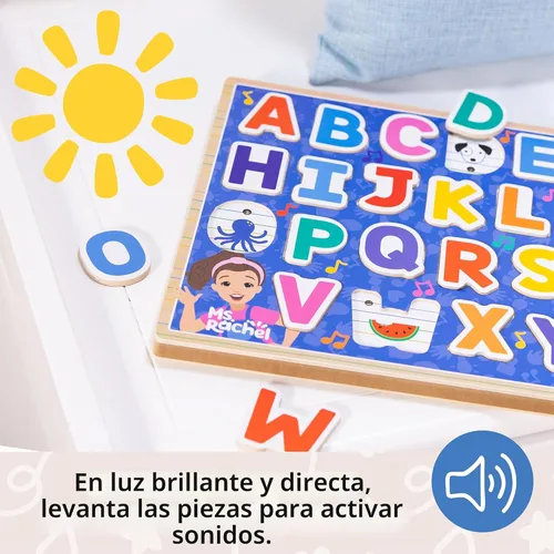Miniatura 2 de Melissa & Doug® Ms. Rachel™ Rompecabezas de sonido del alfabeto fonético de madera con efectos de sonido activados por luz, juguetes para niños