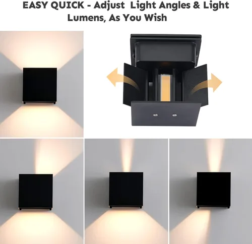 Miniatura 4 de Luces de Pared Exteriores Modernas 20W Luz de Paquete de Pared LED con Haz de Luz Ajustable Hacia Arriba y Hacia Abajo Impermeable Apliques de Pared