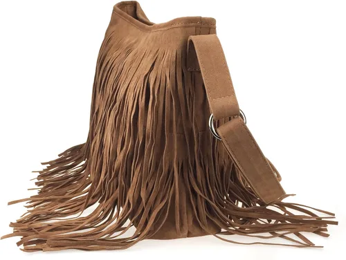 Miniatura 4 de HOXIS Bolso bandolera de cuero de ante sintético con borla para mujer