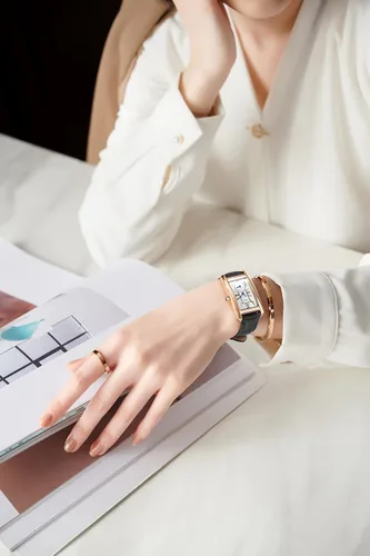 Miniatura 6 de carlien Reloj de cuarzo para mujer, elegante reloj de vestir rectangular con correa de cuero y corona de zafiro