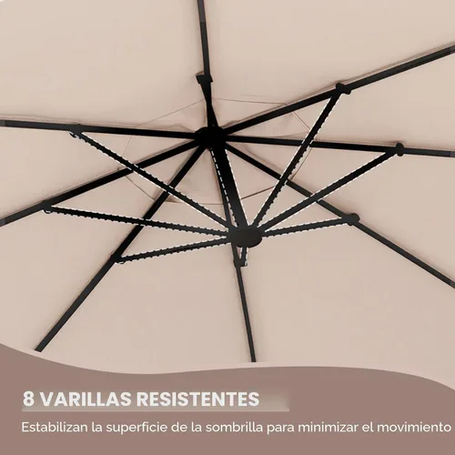 Miniatura 8 de Grand patio Sombrilla Cantilever de 11 pies con Base para Exteriores, Sombrilla Grande Redonda de Aluminio Descentrada para Patio, Jardín, Patio