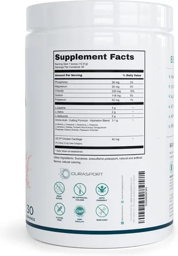 Miniatura 8 de Durasport – BCAA deportivo de 0.43 onzas Recuperación muscular, energía e hidratación después del entrenamiento + colágeno UC-II 0.28 oz