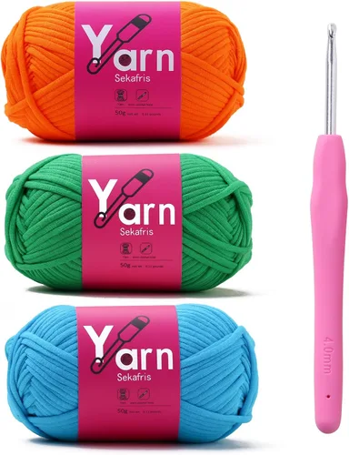 Miniatura 53 de Hilo de Crochet con Hilo de Algodón para Crochet – Hilos de Crochet Tejido para Principiantes con Puntadas Fáciles de Ver – Hilo para Crochet