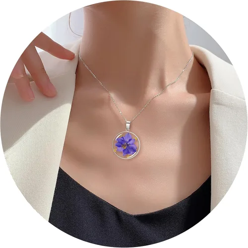 Miniatura 70 de Pressed Flower Necklace Gift for Women Personalized Handmade Necklaces Birth Flower Necklace
