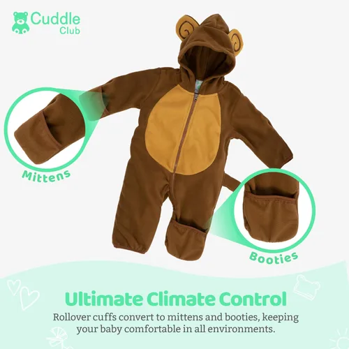 Miniatura 27 de Enterizo de vellón para bebé, rómper de una sola pieza con capucha para niños, ropa para exteriores, chaqueta infantil