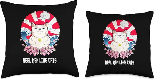 Miniatura 3 de Real Men Like Cats Funny Cat Mom Humor Cat Dad Fathers Day Throw Pillow