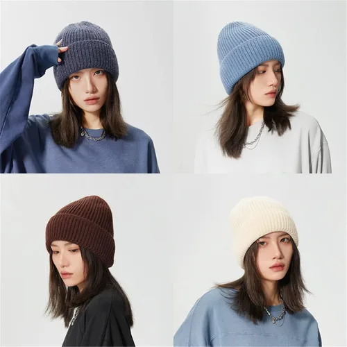 Miniatura 2 de Lucky Leaf Gorro unisex de punto cálido y holgado con diseño de calavera, con borde enrollable, acogedor, para correr, para hombre